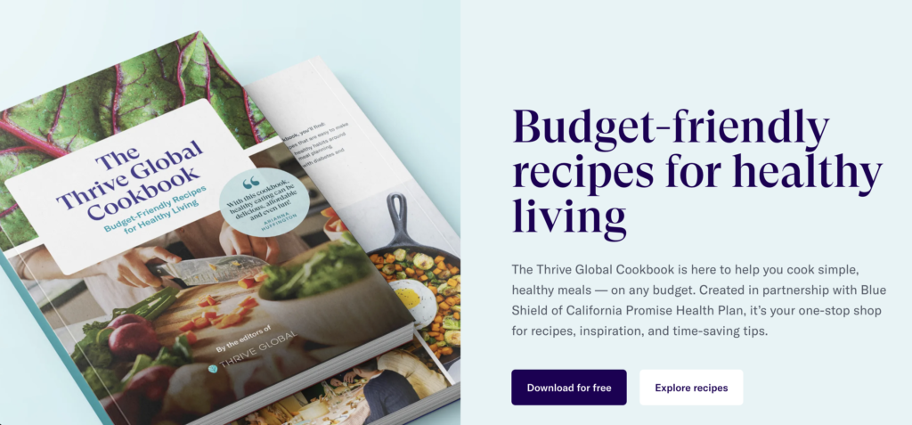 Thrive International and Blue Protect of California's Cookbook Initiative –