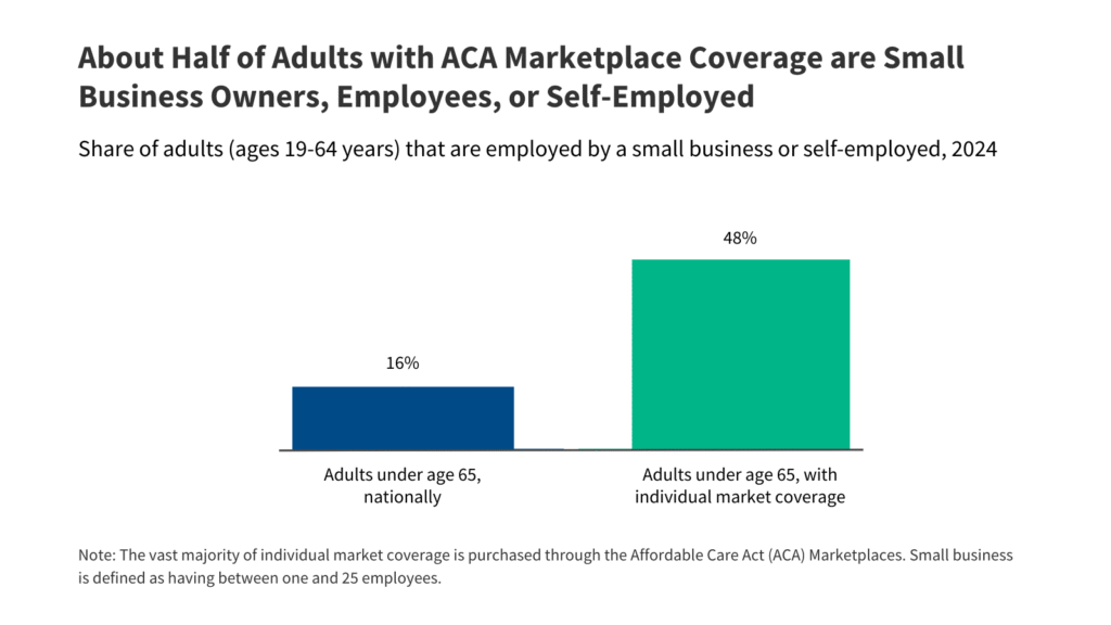 About half of the adults with ACA Market protection are homeowners of small firms, workers or self-employed individuals About half of the adults with ACA Market protection are homeowners of small firms, workers or self-employed individuals