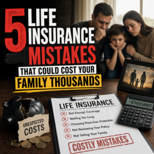Illustration highlighting 5 common life insurance mistakes that could financially harm your family.
